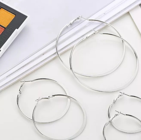 Jewelry Silver Titanium Flat Hoop Boho Earrings New Wont Tarnish